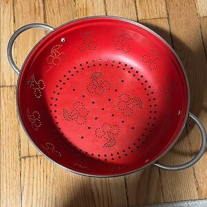 Anthropologie *rare* Red “cherries” Colander with Handles